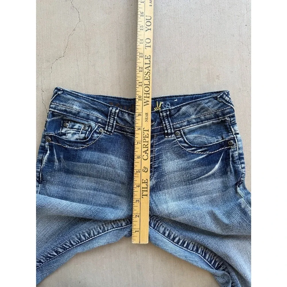 Mudd Y2K Flare Jeans 26" Waist Blue Distressed Low Rise Stretch Denim - Picture 8 of 10